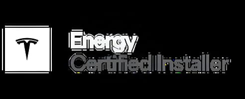 Authorized installer certification badges for Tesla, Duromax, SPAN, and Generac home energy systems